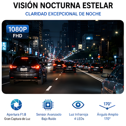 Cámara Dashcam HD con Cámaras de Reversa para Auto