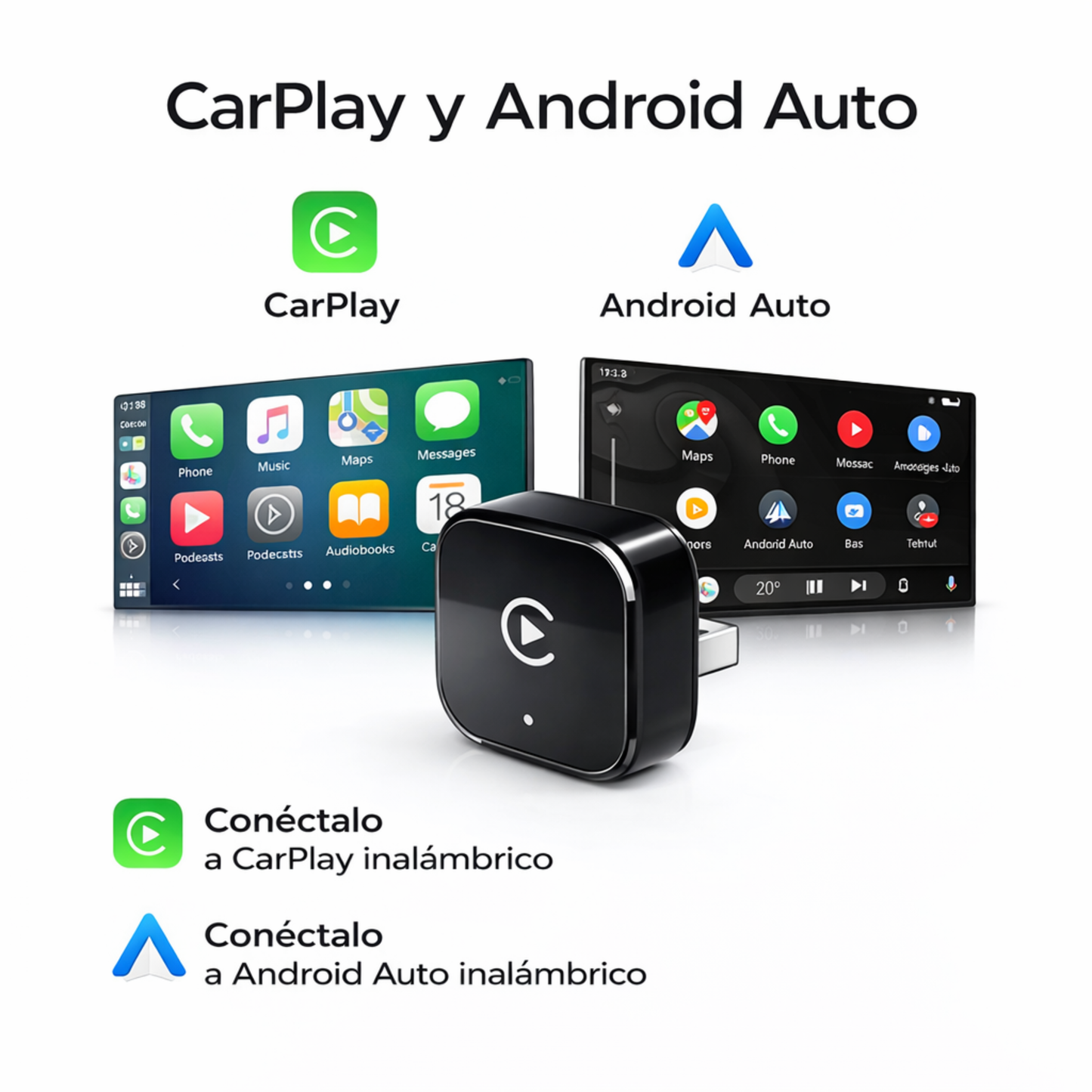 Adaptador inalámbrico CarPlay y Android
