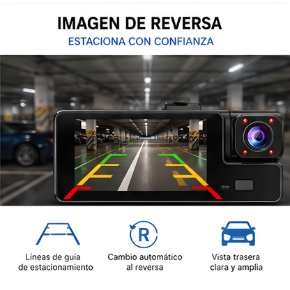 Cámara Dashcam HD con Cámaras de Reversa para Auto