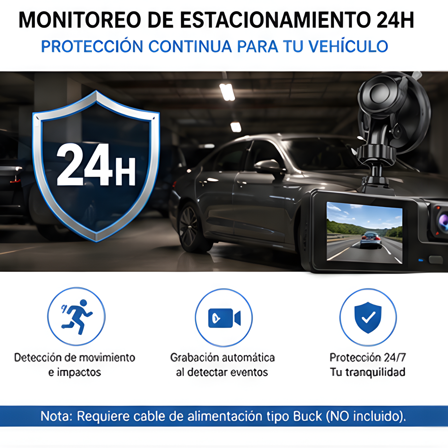 Cámara Dashcam HD con Cámaras de Reversa para Auto