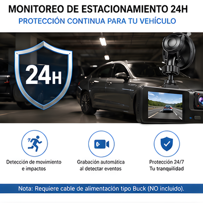 Cámara Dashcam HD con Cámaras de Reversa para Auto
