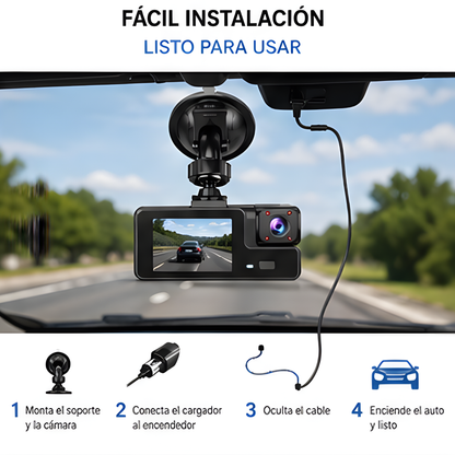 Cámara Dashcam HD con Cámaras de Reversa para Auto